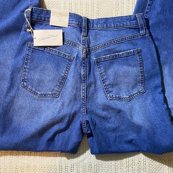 Women's High-Rise 90's Distressed Straight Jeans - Universal Thread Size 8 Long - Picture 3 of 5